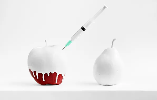 Picture paint, Apple, pear, syringe