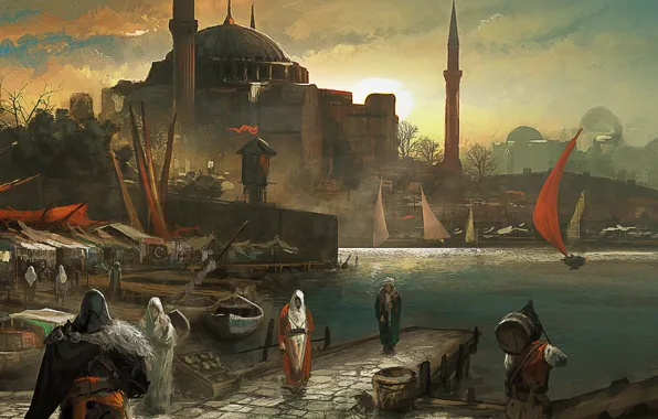 Picture the city, market, assassin's creed, Ezio, revelations, Port, Constantinople