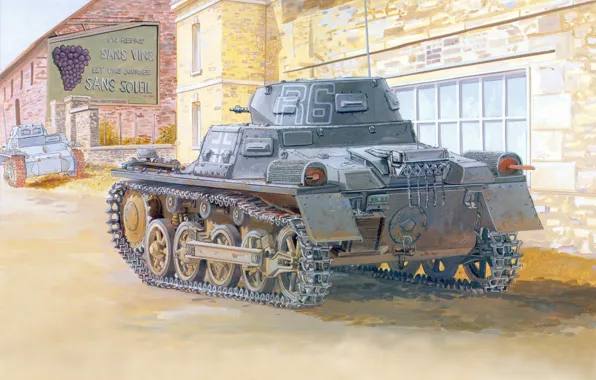 Picture the city, Figure, the Germans, The Wehrmacht, light tank, Pz I, Pz Kpfw 1 Ausf …