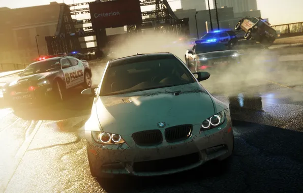 Picture road, police, BMW, NFS Most Wanted 2012