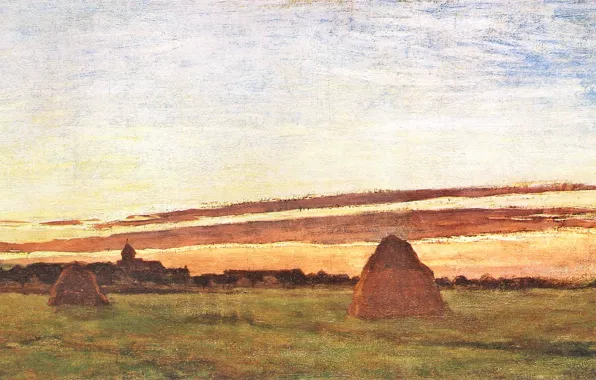 Picture landscape, picture, Claude Monet, Haystacks at Chailly at Sunrise