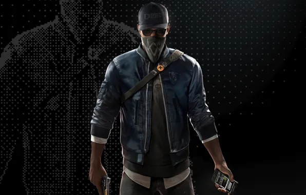 Picture mask, glasses, cap, guy, Ubisoft, hacker, Marcus, Watch Dogs 2, Marcus