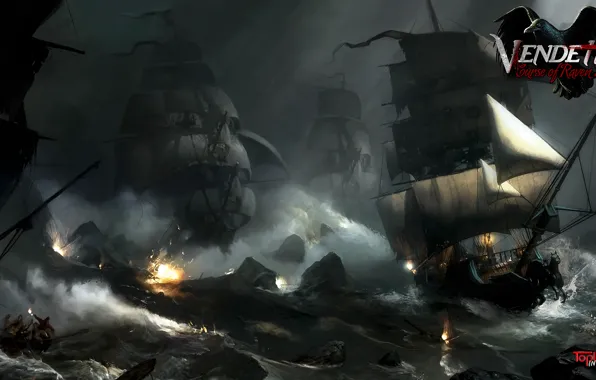 Picture ships, battle, TopWare Interactive, Vendetta - Curse of Raven's Cry, Digital Deluxe Edition, Exclusive Wallpapers