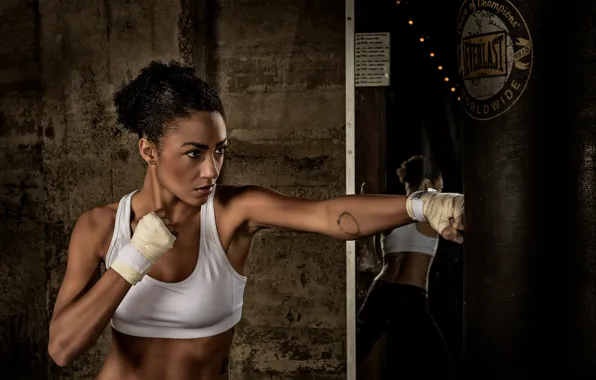 Picture girl, sport, Boxing, training