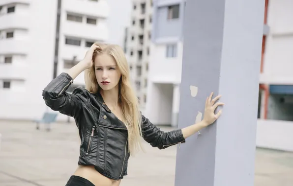 Picture Girl, Beautiful, Model, Urban, White, Street, Shoot, Woman, View, Leather Jacket, Asmee