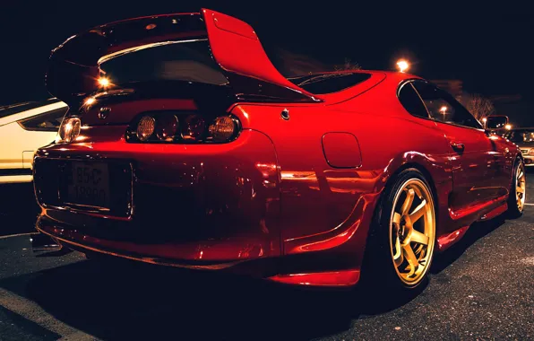 Picture Night, Red, Machine, Red, Toyota, Car, Parking, Drives, Night, Supra, Parking, Toyota, Supra, Kit, Wheels, …