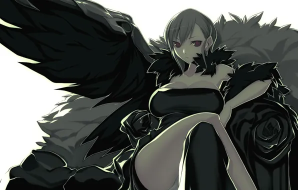 Picture girl, darkness, wings, angel
