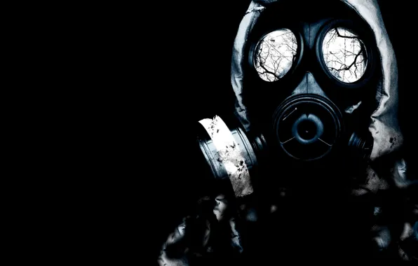 Picture background, black, costume, gas mask, Stalker