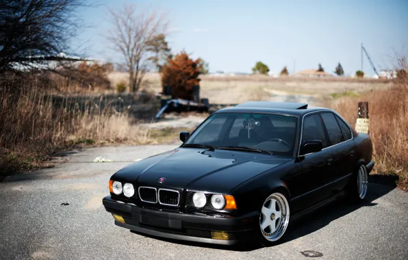 Picture BMW, black, black, tuning, E34, 525