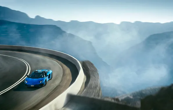 Picture Roadster, Lamborghini, Blue, Landscape, Aventador, Supercar, LP 750-4, Superveloce