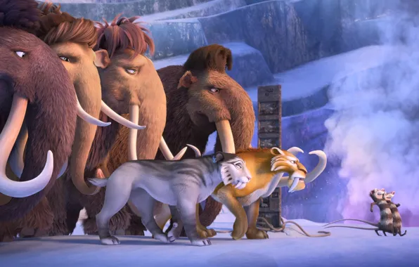 Picture tiger, cartoon, Ice Age, mammoth, Ice age, Buck, 2016, Collision Course, Gretie, A collision is …