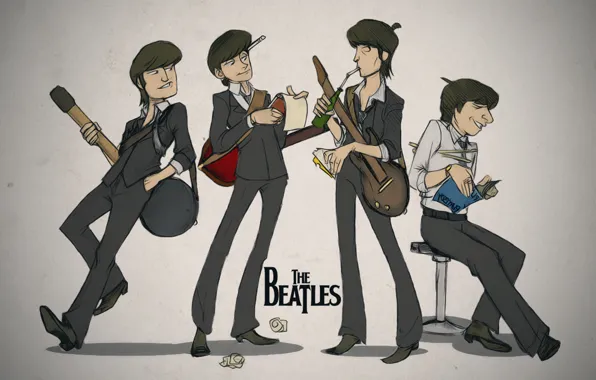 Picture guitar, art, Notepad, book, The Beatles, the Beatles, George Harrison, John Lennon, Paul McCartney, Ringo …