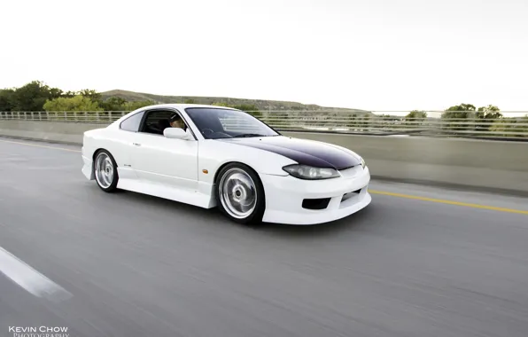 Picture nissan, white, drift, tuning, silvia, s15