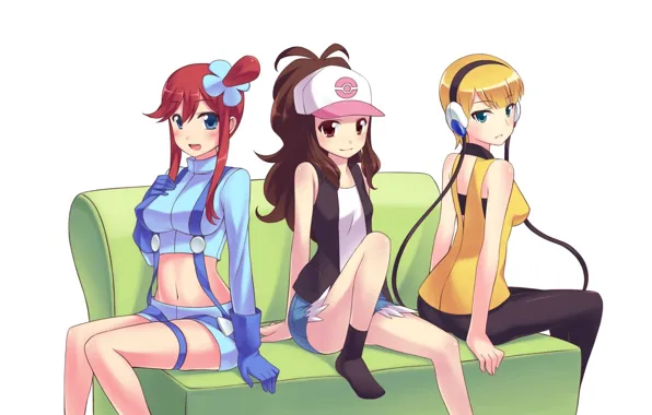 Picture girls, art, white background, pokemon, pokemon