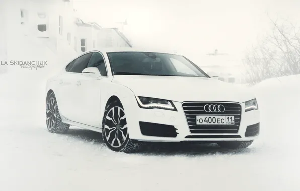 Picture winter, machine, Audi, audi, white, audi a7, Audi A7, Audi white