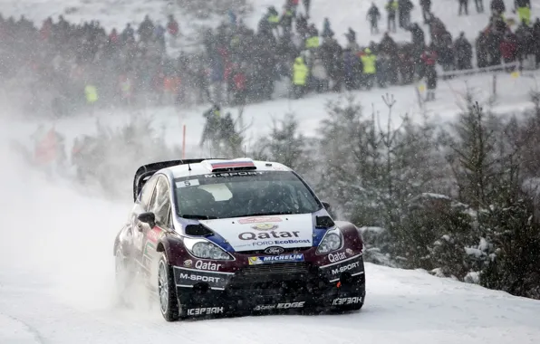 Picture Ford, Winter, Snow, Ford, WRC, Rally, Rally, Fiesta, The front, Evgeny Novikov, Snowfall