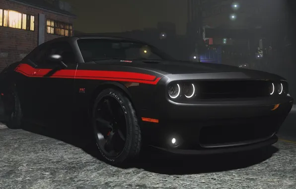 Picture night, black, Dodge, Challenger, GTA 5, 2015