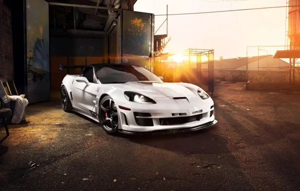 Picture the sky, the sun, tuning, supercar, corvette, Chevrolet, zr1, chevrolet, tuning, the front, Corvette, zakat, …