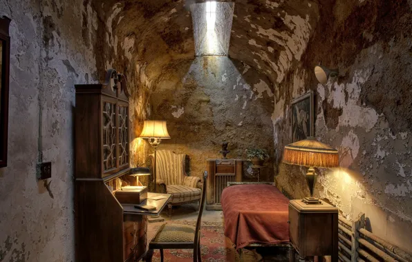 Picture background, interior, Al Capone's Prison Cell