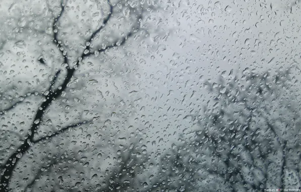 Picture glass, drops, rain