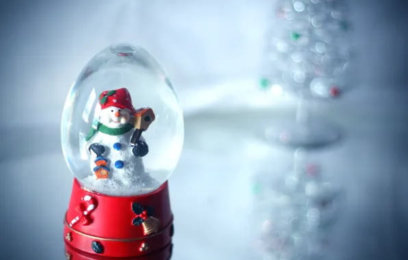 Picture holiday, snowman, glass globe