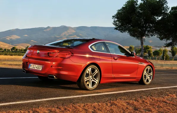 Picture Red, Auto, Road, BMW, BMW, Coupe, 6 series