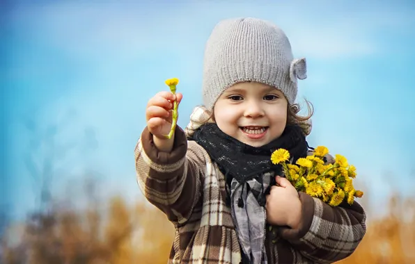 Picture flowers, nature, children, bouquet, spring, girl, child, mother and stepmother