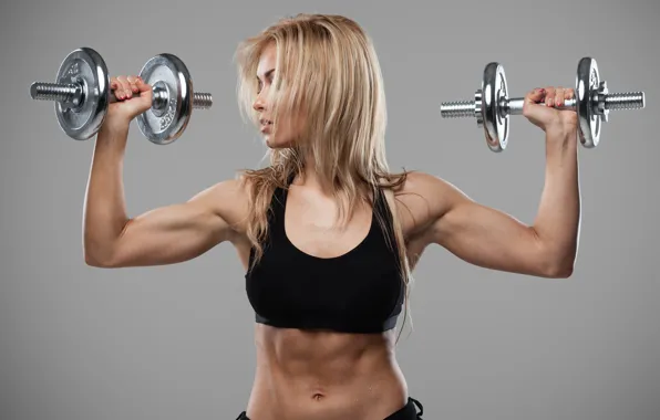 Picture figure, blonde, topic, top, fitness, figure, press, hair, blonde, top, pose, dumbbells, workout, fitness, gym, …