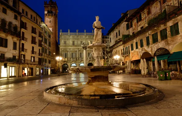 Picture the sky, night, home, area, Italy, fountain, Verona