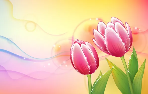 Picture flowers, vector, art, sparks, tulips