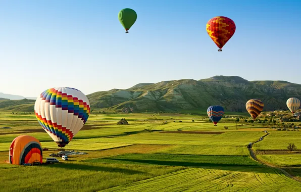 Picture Nature, Field, Mountains, Park, Turkey, Anatolia, Goreme National Park, Balloon