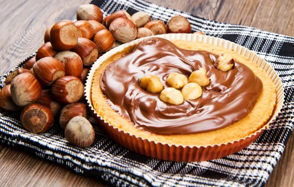 Picture chocolate, pie, nuts, cream, dessert, cakes, hazelnuts, forest
