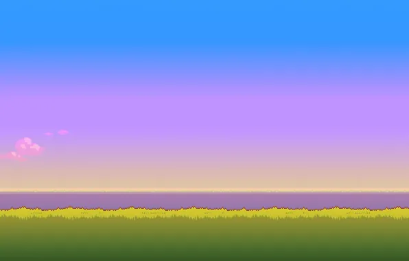 Picture the sky, grass, the sun, time, morning, day, 8bit