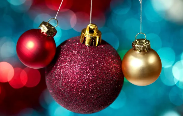 Picture purple, red, holiday, new year, gold, happy new year, holiday, Christmas balls