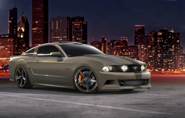 Picture tuning, Mustang, Ford, Mustang, muscle car, Ford, skyscrapers, megapolis, GT 5.0, Tjin Edition