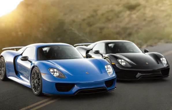 Picture Porsche, Blue, Black, 918, &amp;, Spyders