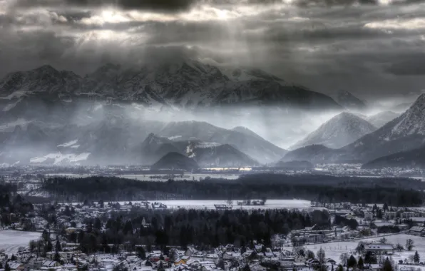 Picture light, mountains, storm, Alps, light, storm, mountains, Alps, Salzburg, Salzburg