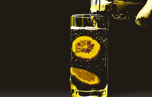 Picture glass, lemon, Vector