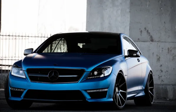 Picture Mercedes-Benz, Auto, Blue, The fence, Tuning, Machine, Parking