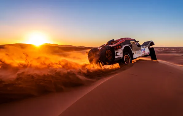 Picture the sun, Sunset, Sand, Auto, Sport, Machine, Rally, Dakar, Dakar, Rally, 2014, Buggy