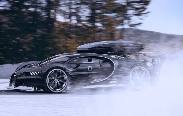 Picture Bugatti, Vision, Winter, Speed, Black, Snow, Gran Turismo