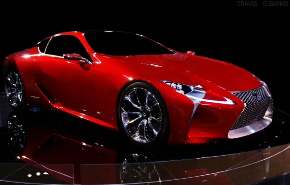 Picture red, the concept car, Concept Car, Lexus LF-LC, huge signature spindle-shaped grille