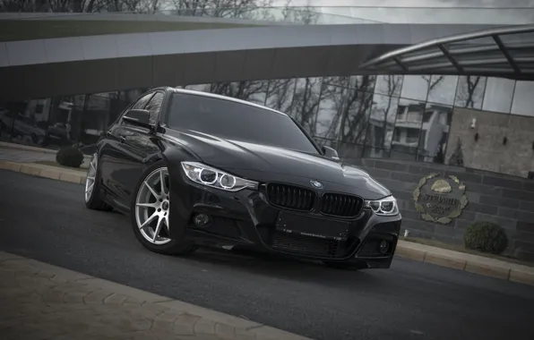 Picture BMW, Black, BMW, Lights, Tuning, F30, Front