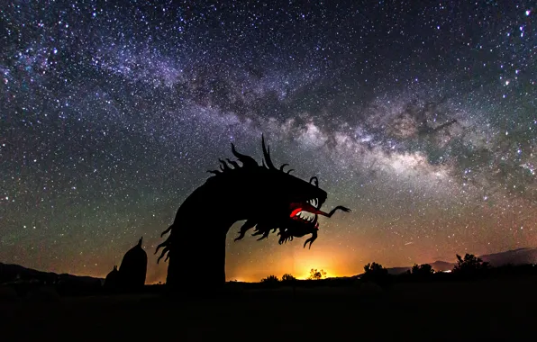 Picture space, stars, night, dragon, the milky way