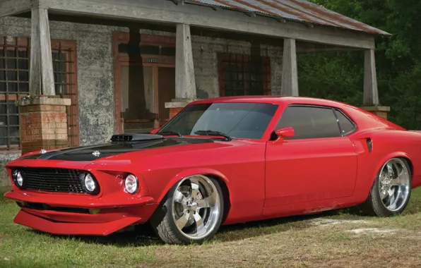 Picture red, Ford, mustang, Mustang, 1969, red, Ford, side view, muscle car, boss 429, boss 429