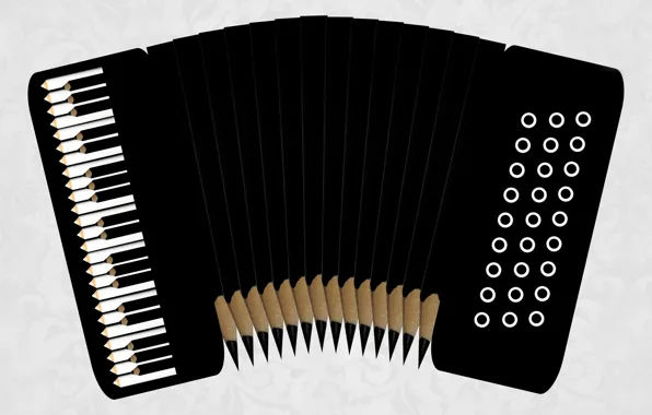Picture pencils, keys, accordion