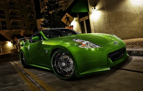 Picture car, machine, auto, green, Nissan, green, racing, Nissan 370Z
