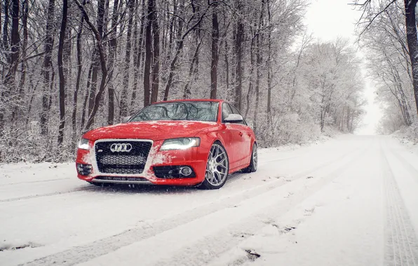 Picture winter, snow, Audi, Audi, before, red, red, winter
