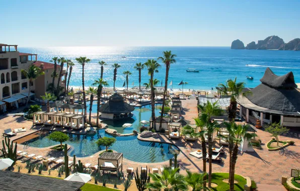 Picture palm trees, the ocean, pool, Mexico, resort, Mexico, Cabo San Lucas, Hotel Deals