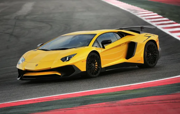 Picture track, Lamborghini, yellow, racing, Aventador, Superveloce, LP-750